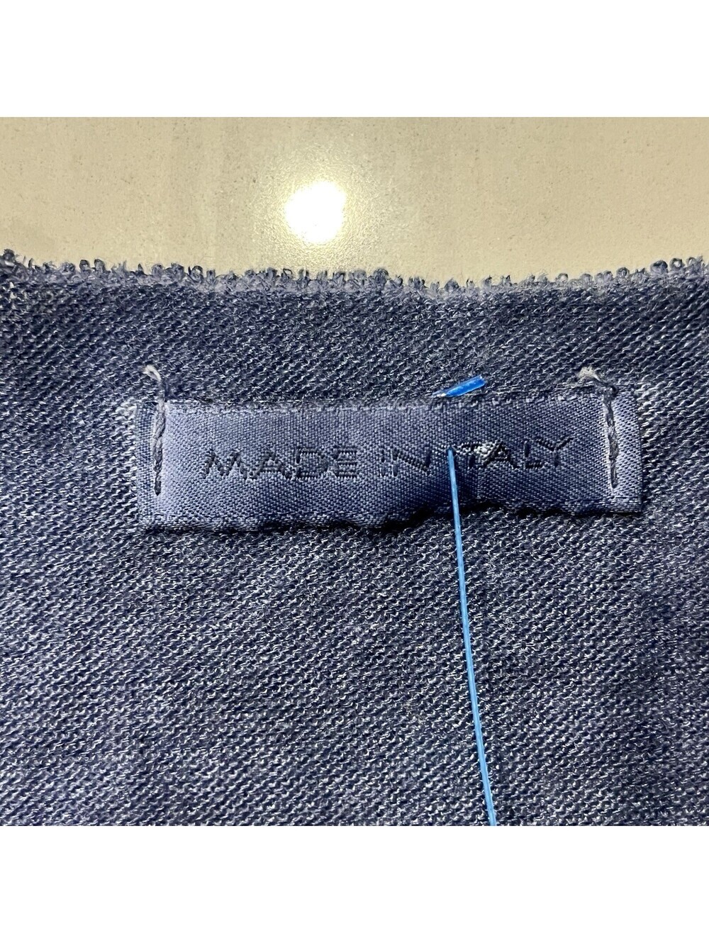Made in Italy Blue Knit Long Sleeve Top Small Coastal Beachy Preppy Lightweight - Picture 8 of 9
